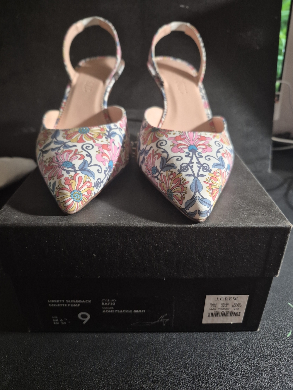 J. Crew Floral Pointed Slingback Flats - Pink, Blue, Yellow